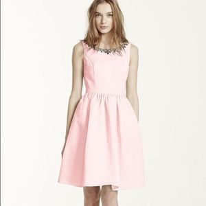 Sleeveless Faille Dress w/ Beaded Neckline